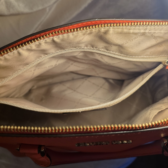 Michael Kors Cindy Medium Dome Satchel - Mandarin Saffiano Leather - Picture 15 of 16